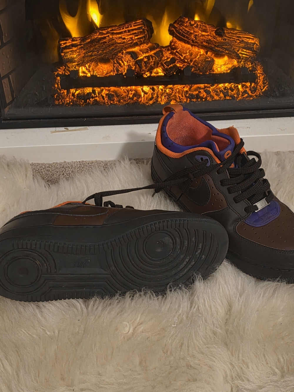 Nike Black Low-Top Sneakers with Brown, Purple & Orange Accents